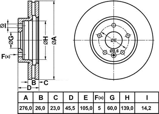 FIT FR0734V - Bremžu diski adetalas.lv