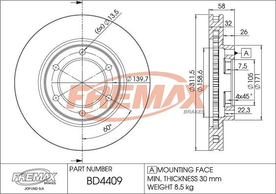 FREMAX BD-4409 - Bremžu diski adetalas.lv