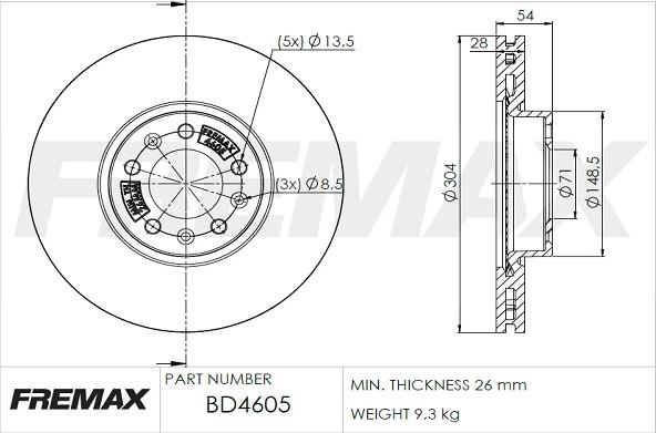 FREMAX BD-4605 - Bremžu diski adetalas.lv