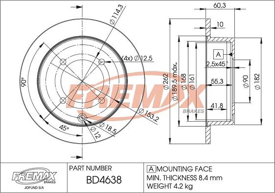 FREMAX BD-4638 - Bremžu diski adetalas.lv