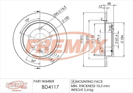 FREMAX BD-4117 - Bremžu diski adetalas.lv