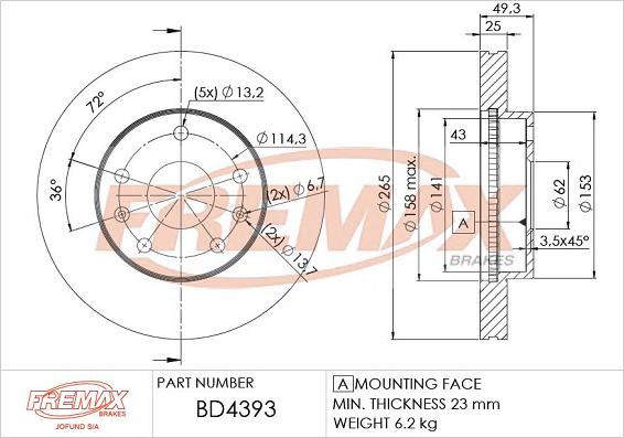 FREMAX BD-4393 - Bremžu diski adetalas.lv