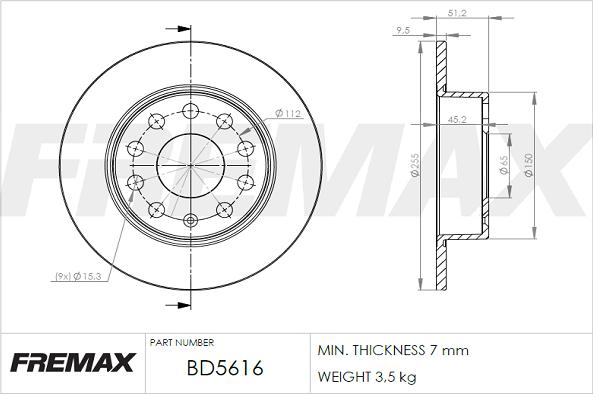 FREMAX BD-5616 - Bremžu diski adetalas.lv