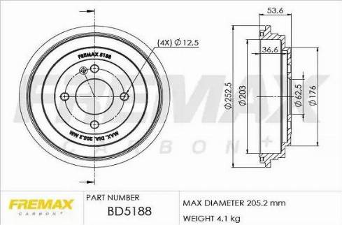 FREMAX BD-5188 - Bremžu trumulis adetalas.lv