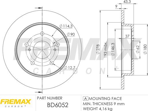 FREMAX BD-6052 - Bremžu diski adetalas.lv