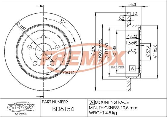 FREMAX BD-6154 - Bremžu diski adetalas.lv