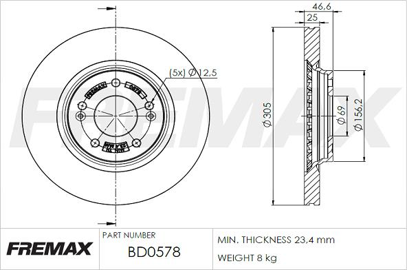 FREMAX BD-0578 - Bremžu diski adetalas.lv