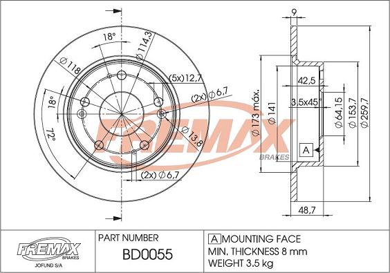 FREMAX BD-0055 - Bremžu diski adetalas.lv