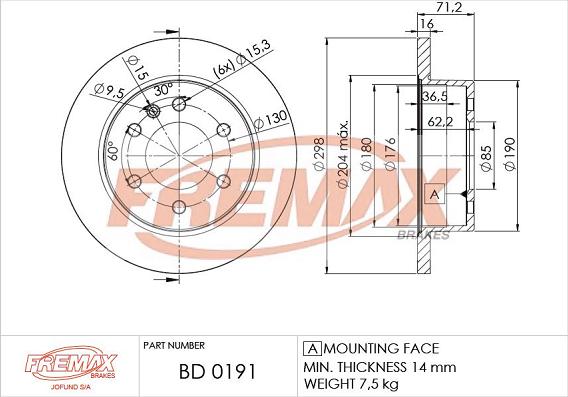 FREMAX BD-0191 - Bremžu diski adetalas.lv