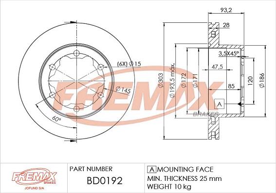 FREMAX BD-0192 - Bremžu diski adetalas.lv