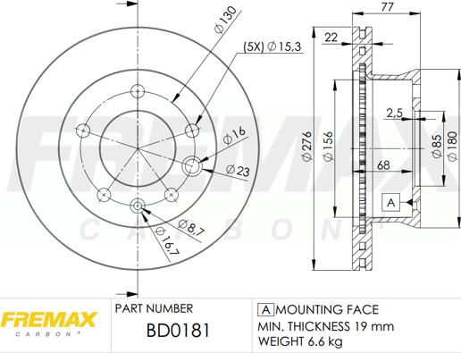 FREMAX BD-0181 - Bremžu diski adetalas.lv