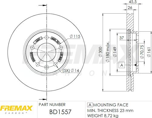 FREMAX BD-1557 - Bremžu diski adetalas.lv