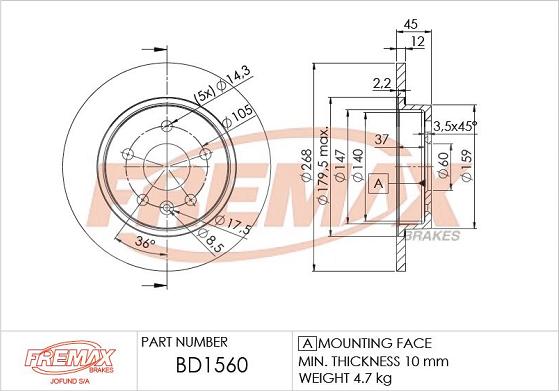 FREMAX BD-1560 - Bremžu diski adetalas.lv