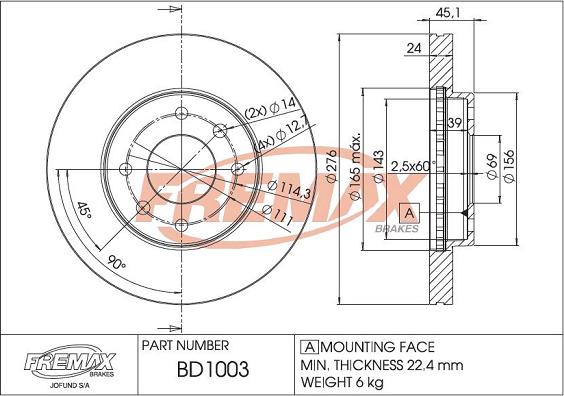 FREMAX BD-1003 - Bremžu diski adetalas.lv