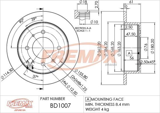 FREMAX BD-1007 - Bremžu diski adetalas.lv