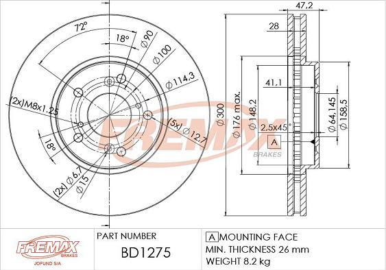 FREMAX BD-1275 - Bremžu diski adetalas.lv