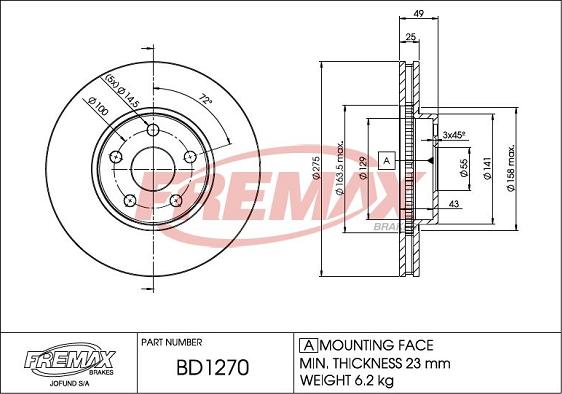 FREMAX BD-1270 - Bremžu diski adetalas.lv