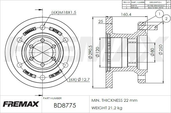 FREMAX BD-8775 - Bremžu diski adetalas.lv