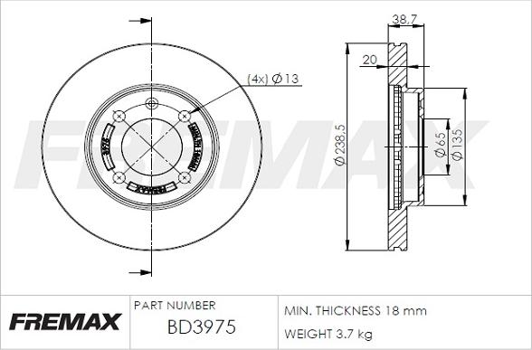 FREMAX BD-3975 - Bremžu diski adetalas.lv