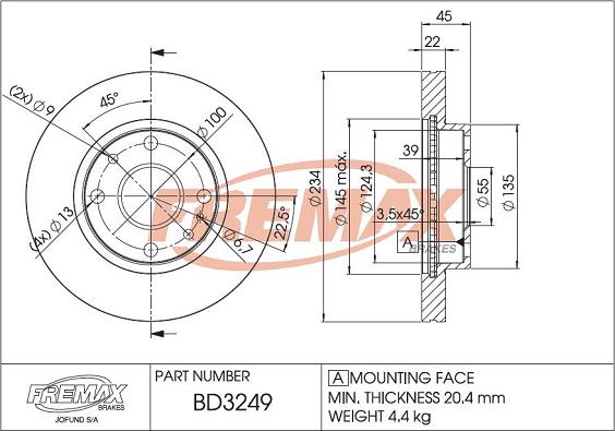 FREMAX BD-3249 - Bremžu diski adetalas.lv