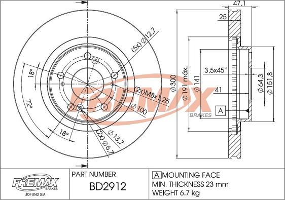 FREMAX BD-2912 - Bremžu diski adetalas.lv