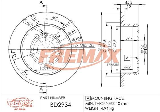 FREMAX BD-2934 - Bremžu diski adetalas.lv