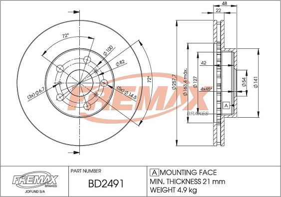 FREMAX BD-2491 - Bremžu diski adetalas.lv