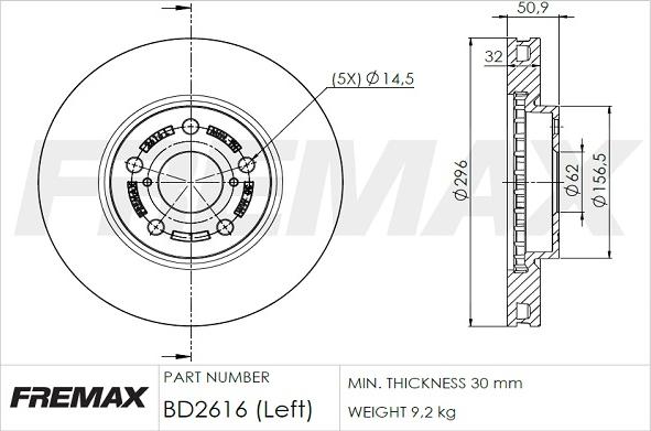 FREMAX BD-2616 - Bremžu diski adetalas.lv