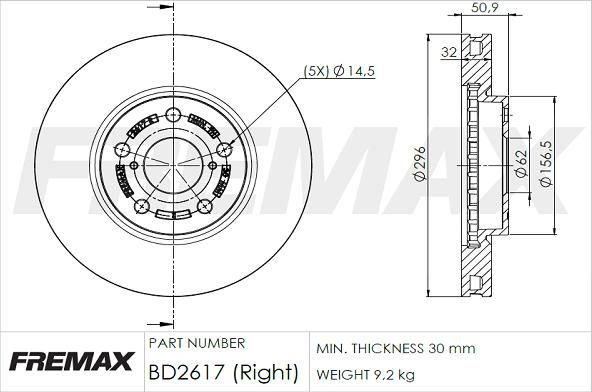 FREMAX BD-2617 - Bremžu diski adetalas.lv