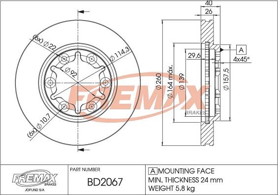 FREMAX BD-2067 - Bremžu diski adetalas.lv