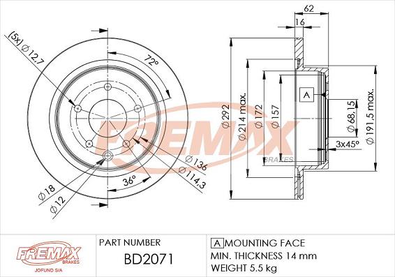 FREMAX BD-2071 - Bremžu diski adetalas.lv