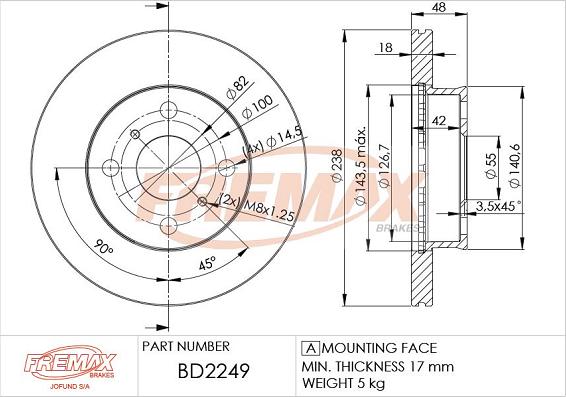 FREMAX BD-2249 - Bremžu diski adetalas.lv