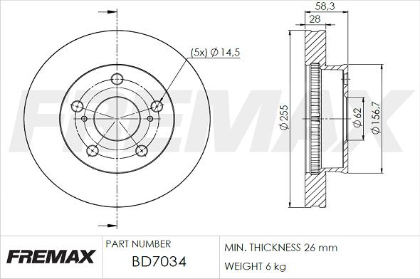 FREMAX BD-7034 - Bremžu diski adetalas.lv