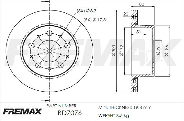 FREMAX BD-7076 - Bremžu diski adetalas.lv