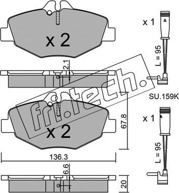 Fri.Tech. 578.0W - Bremžu uzliku kompl., Disku bremzes adetalas.lv