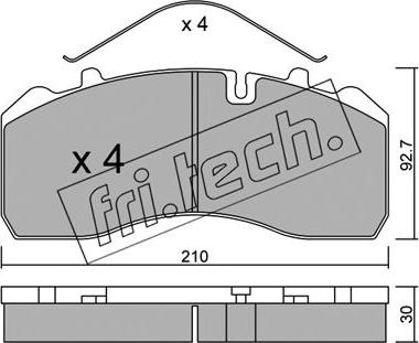 Fri.Tech. 600.0 - Bremžu uzliku kompl., Disku bremzes adetalas.lv