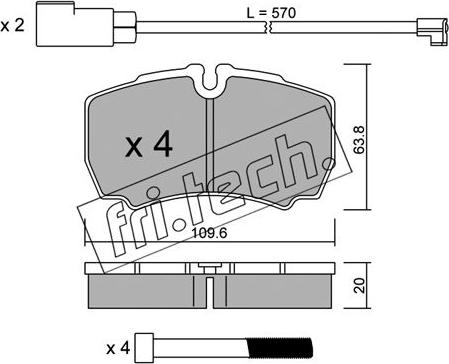 Fri.Tech. 620.2W - Bremžu uzliku kompl., Disku bremzes adetalas.lv