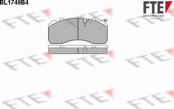 FTE BL1749B4 - Bremžu uzliku kompl., Disku bremzes adetalas.lv