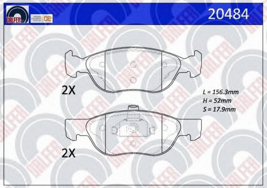 Galfer 20484 - Bremžu uzliku kompl., Disku bremzes adetalas.lv