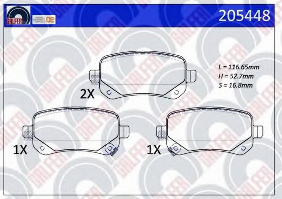 Galfer 205448 - Bremžu uzliku kompl., Disku bremzes adetalas.lv