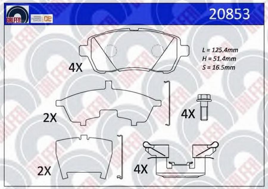 Galfer 20853 - Bremžu uzliku kompl., Disku bremzes adetalas.lv