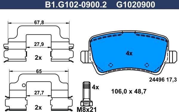 Galfer B1.G102-0900.2 - Bremžu uzliku kompl., Disku bremzes adetalas.lv