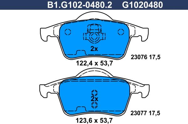 Galfer B1.G102-0480.2 - Bremžu uzliku kompl., Disku bremzes adetalas.lv