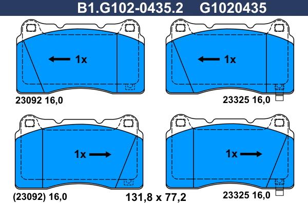 Galfer B1.G102-0435.2 - Bremžu uzliku kompl., Disku bremzes adetalas.lv