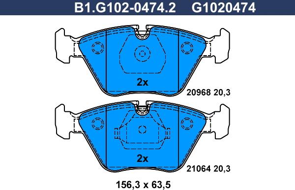 Galfer B1.G102-0474.2 - Bremžu uzliku kompl., Disku bremzes adetalas.lv