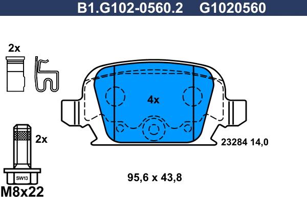 Galfer B1.G102-0560.2 - Bremžu uzliku kompl., Disku bremzes adetalas.lv