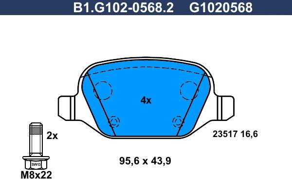 Galfer B1.G102-0568.2 - Bremžu uzliku kompl., Disku bremzes adetalas.lv