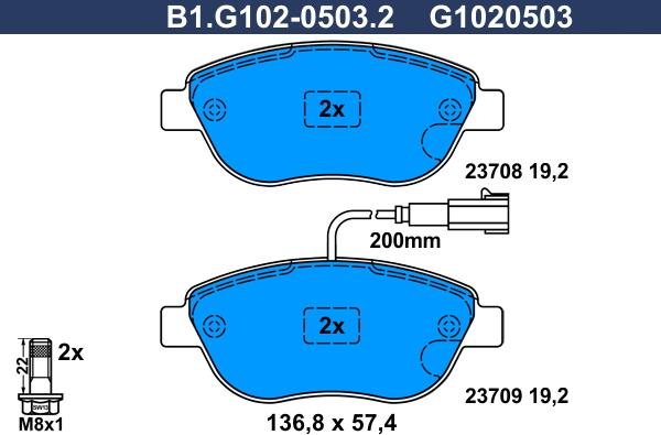 Galfer B1.G102-0503.2 - Bremžu uzliku kompl., Disku bremzes adetalas.lv