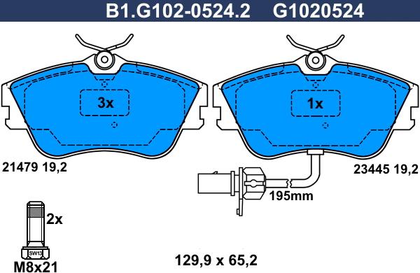 Galfer B1.G102-0524.2 - Bremžu uzliku kompl., Disku bremzes adetalas.lv