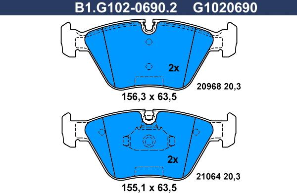 Galfer B1.G102-0690.2 - Bremžu uzliku kompl., Disku bremzes adetalas.lv